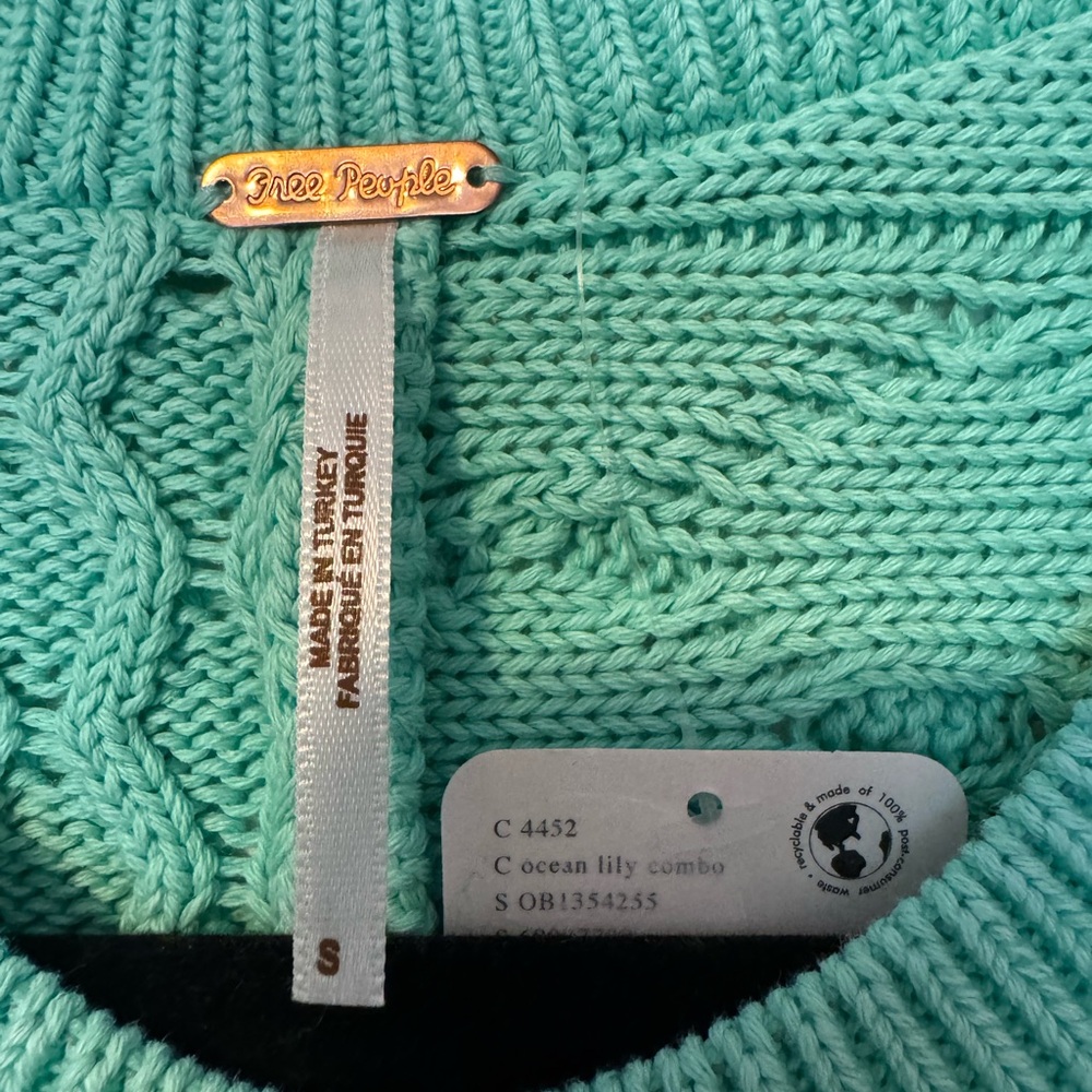 Free People Seafoam Cable Stitch Sleeveless Crew - Picture 4 of 5